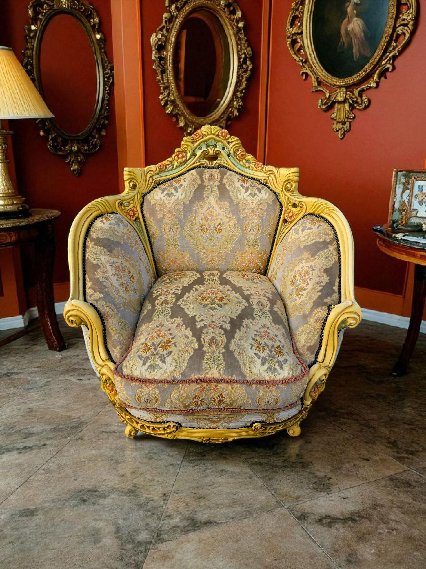 🎩 Conjunto de Recibidor Rococó Italiano – 3 Piezas de Distinción y Arte 🏛️