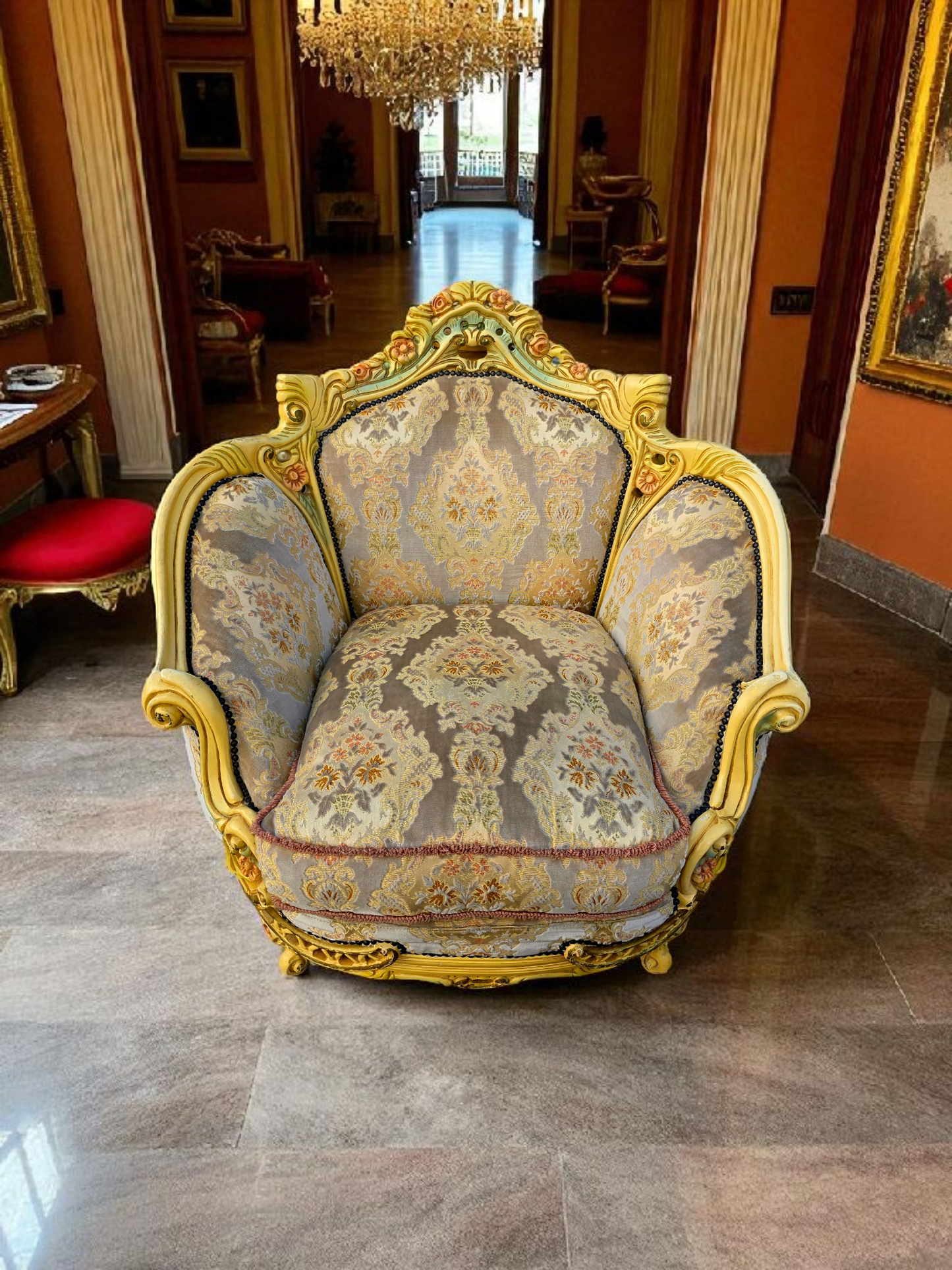 🎩 Conjunto de Recibidor Rococó Italiano – 3 Piezas de Distinción y Arte 🏛️