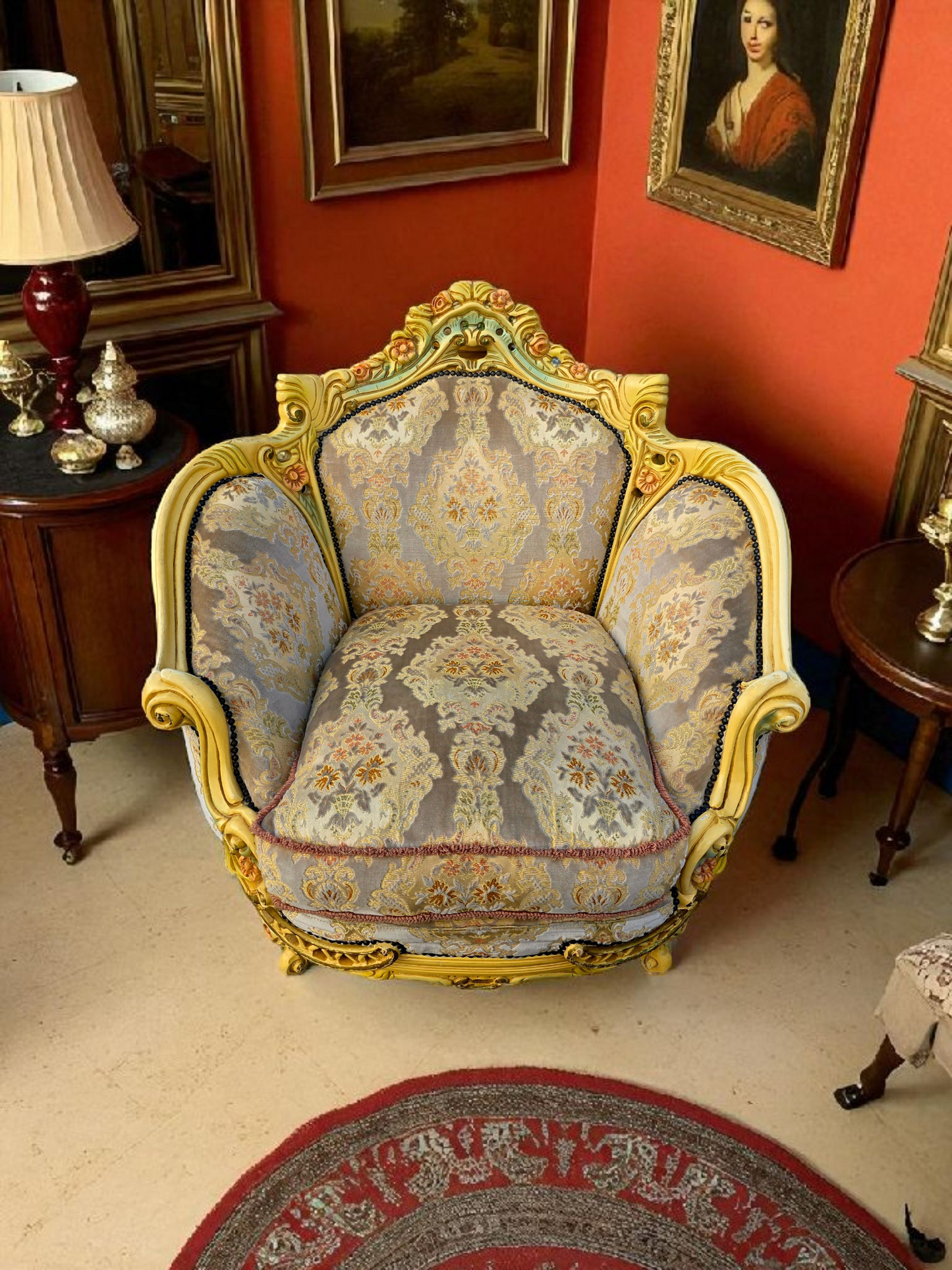 🎩 Conjunto de Recibidor Rococó Italiano – 3 Piezas de Distinción y Arte 🏛️