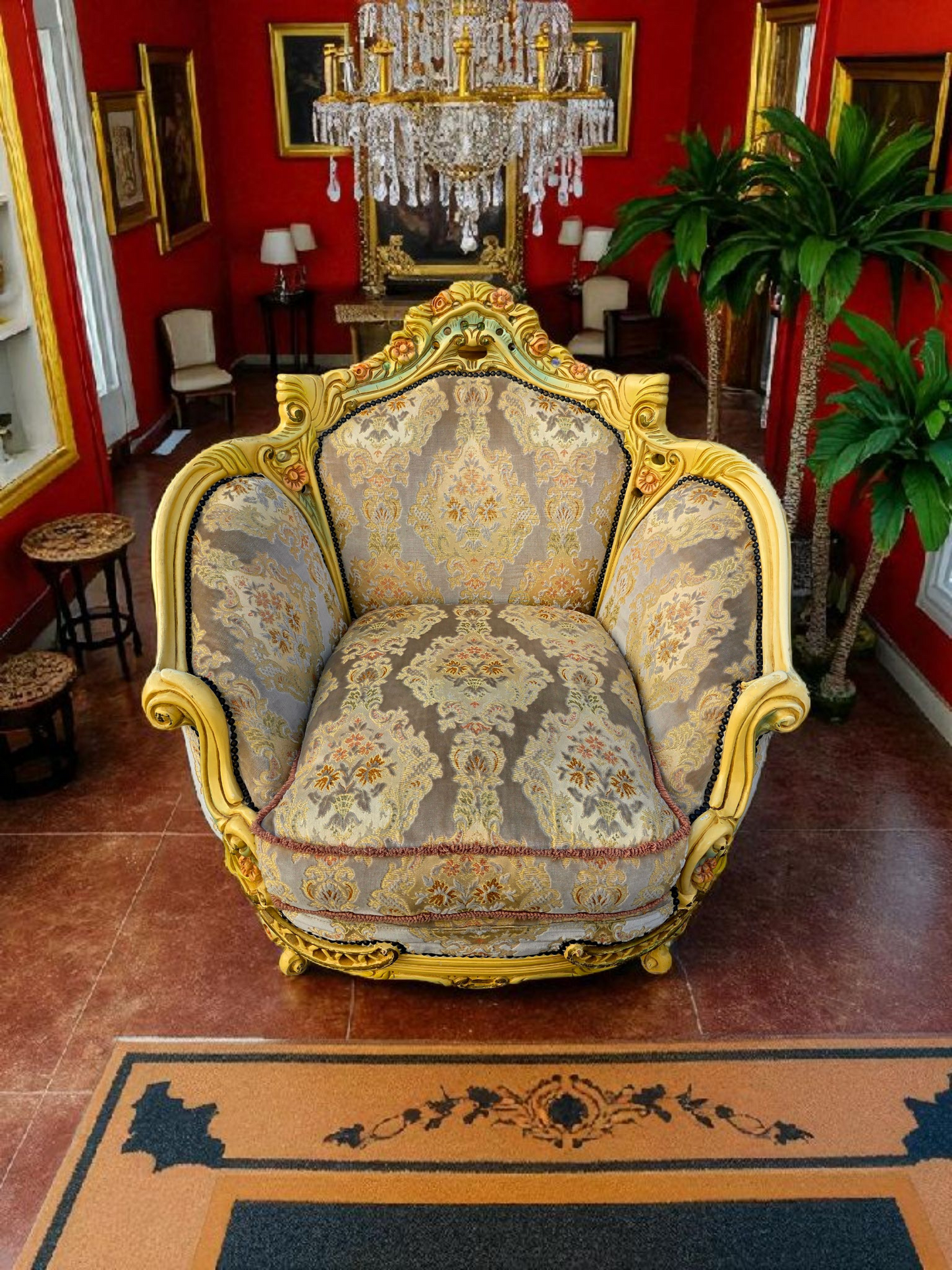 🎩 Conjunto de Recibidor Rococó Italiano – 3 Piezas de Distinción y Arte 🏛️