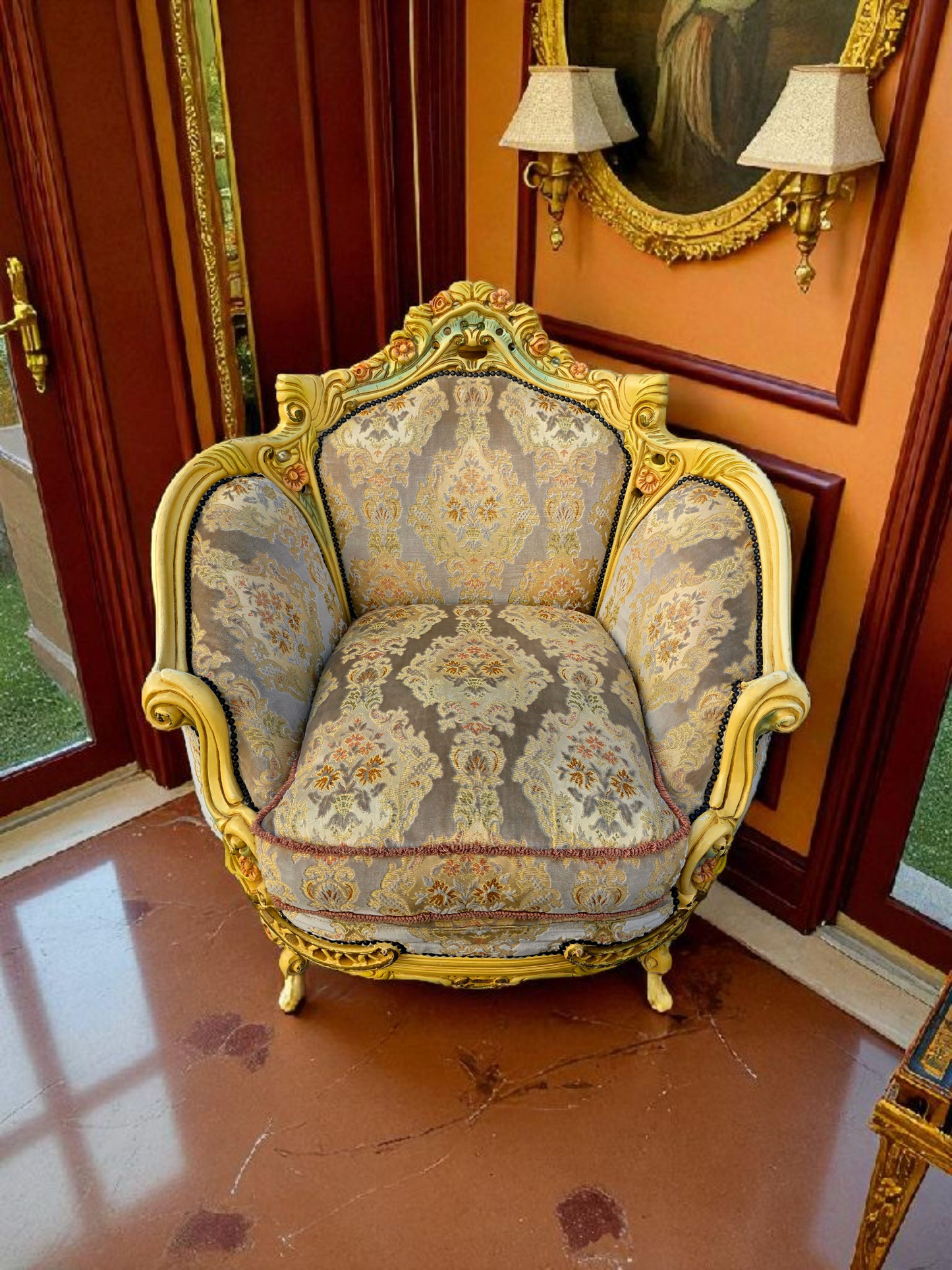 🎩 Conjunto de Recibidor Rococó Italiano – 3 Piezas de Distinción y Arte 🏛️