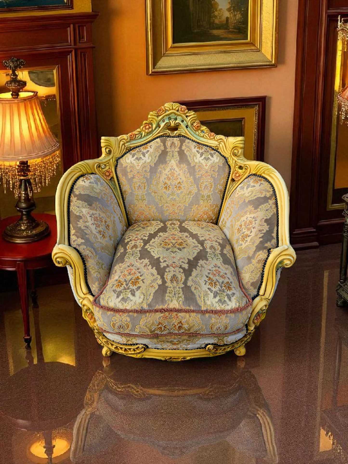 🎩 Conjunto de Recibidor Rococó Italiano – 3 Piezas de Distinción y Arte 🏛️