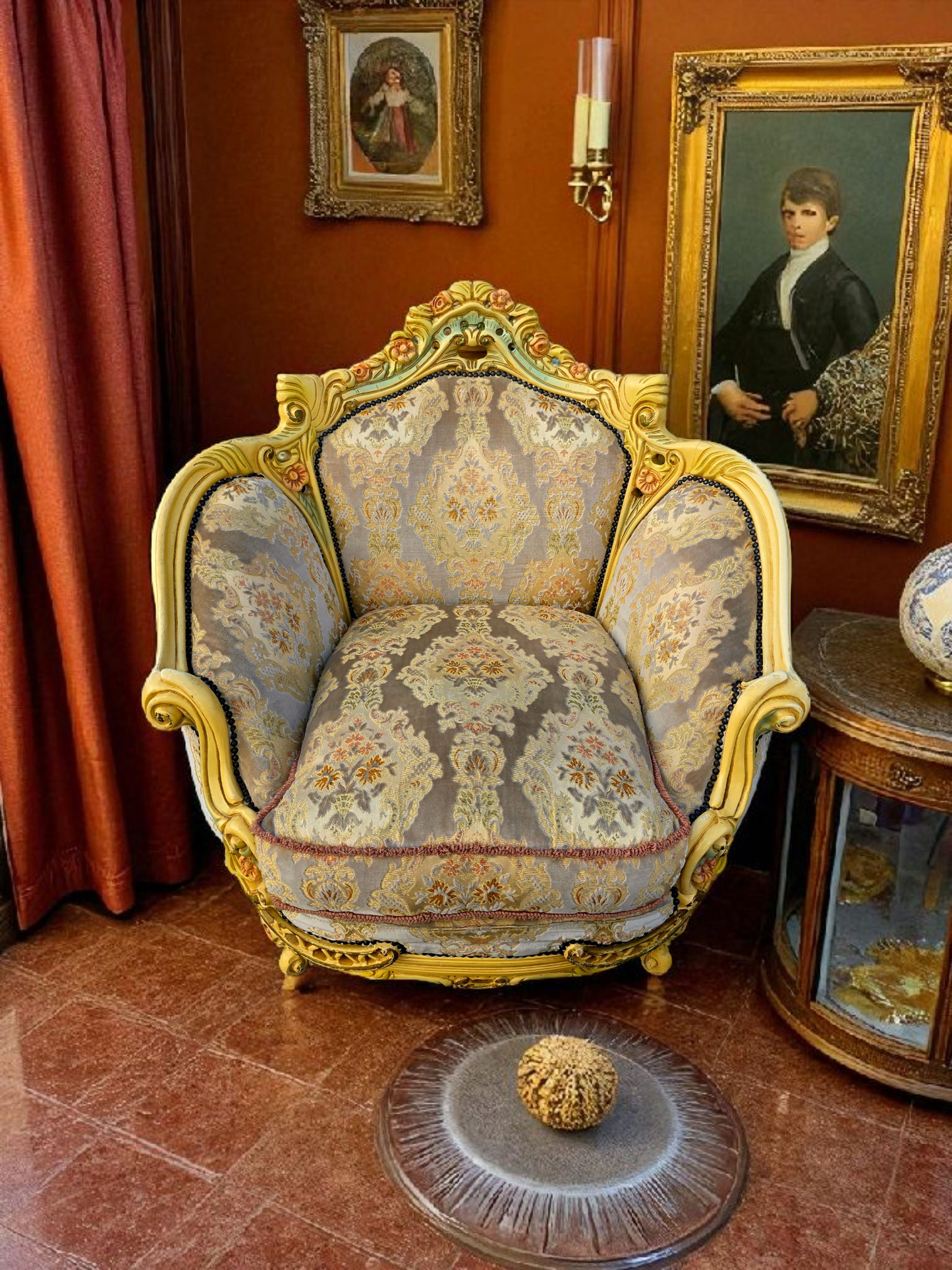 🎩 Conjunto de Recibidor Rococó Italiano – 3 Piezas de Distinción y Arte 🏛️