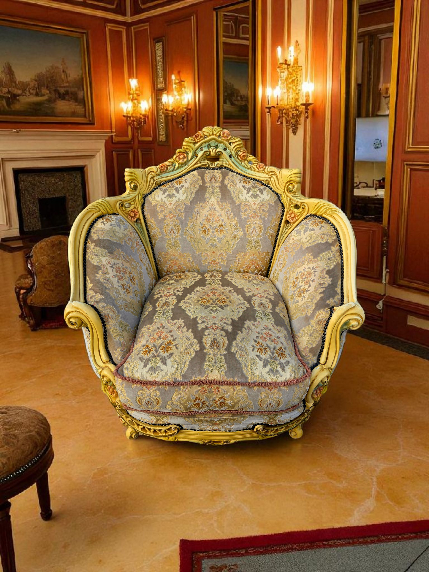 🎩 Conjunto de Recibidor Rococó Italiano – 3 Piezas de Distinción y Arte 🏛️