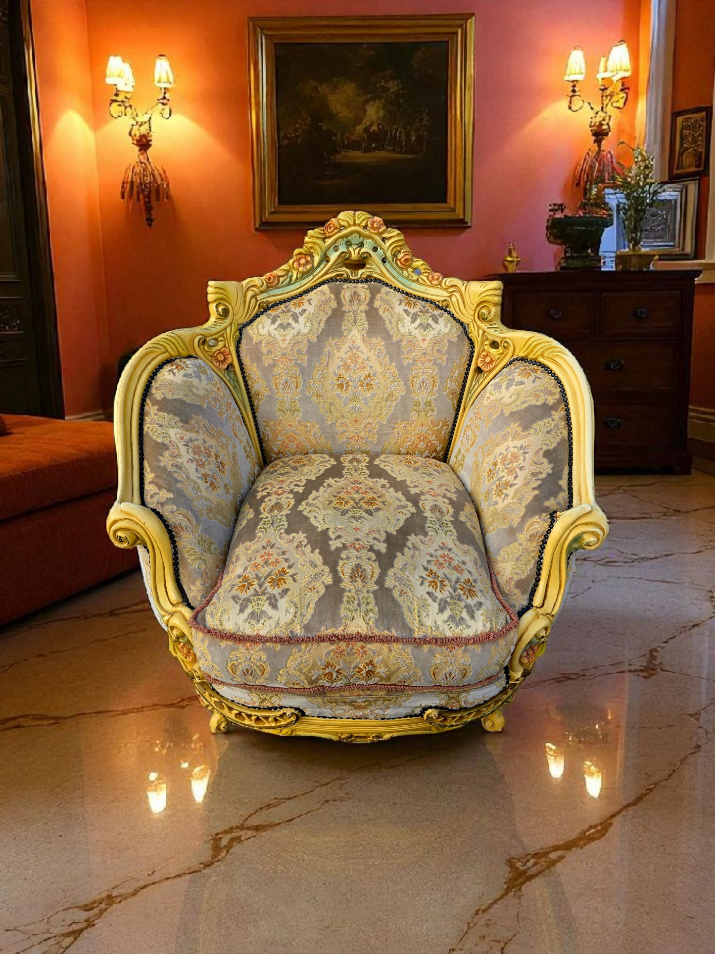 🎩 Conjunto de Recibidor Rococó Italiano – 3 Piezas de Distinción y Arte 🏛️