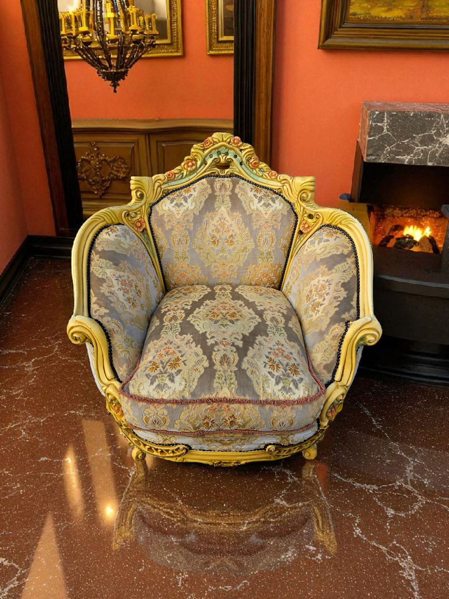 🎩 Conjunto de Recibidor Rococó Italiano – 3 Piezas de Distinción y Arte 🏛️