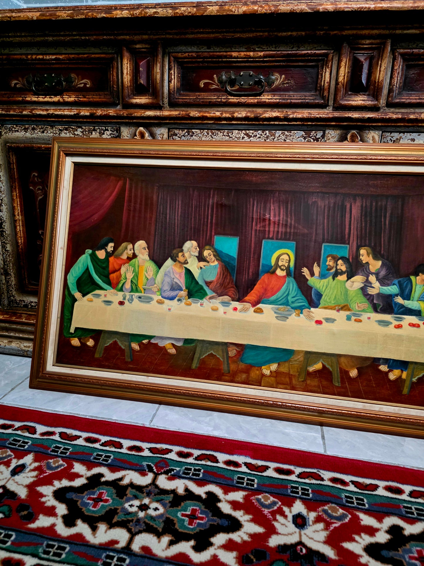 🕊️ Pintura al Óleo “La Última Cena” – Arte Sacro de Profunda Belleza 🕊️