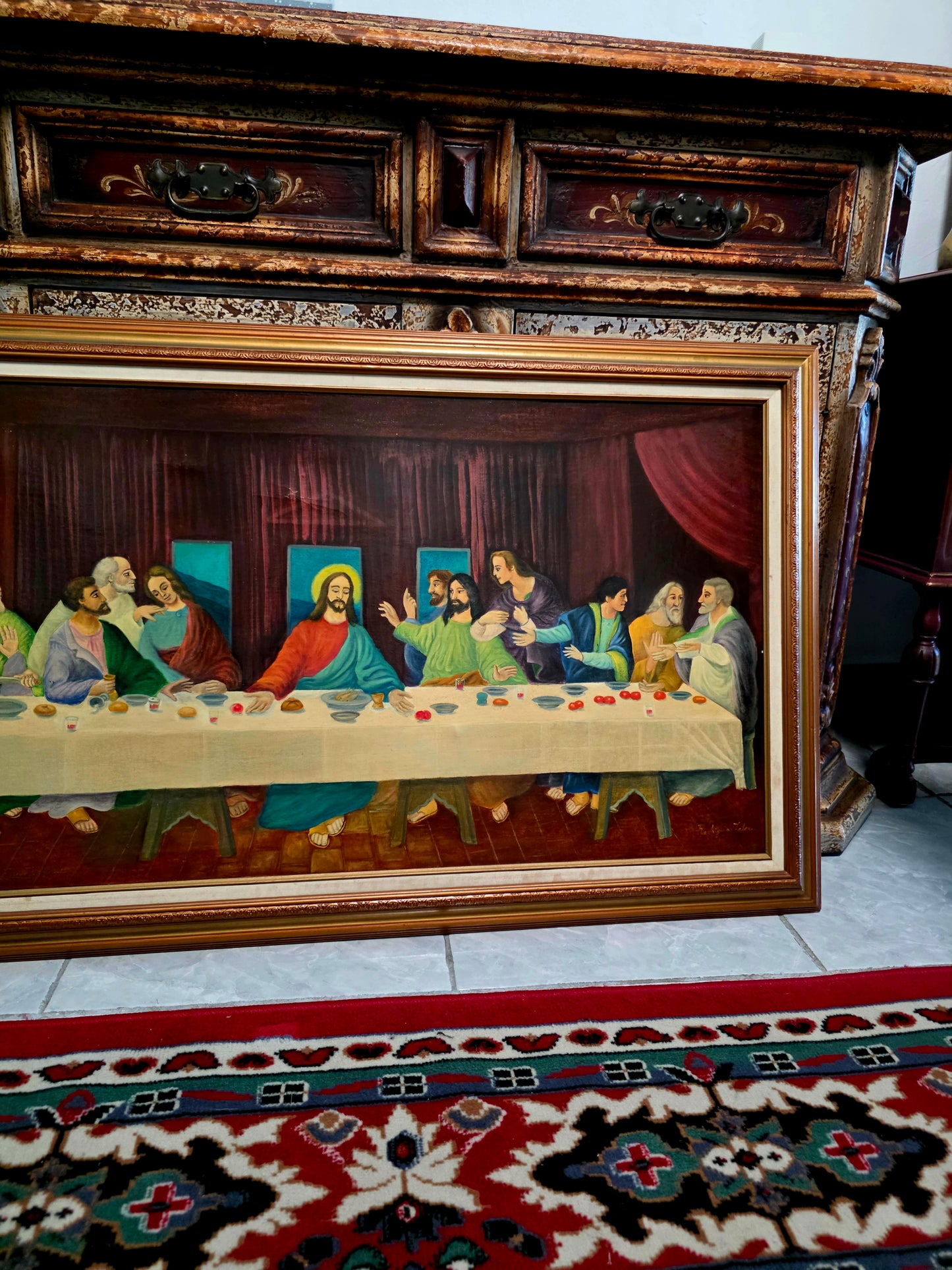 🕊️ Pintura al Óleo “La Última Cena” – Arte Sacro de Profunda Belleza 🕊️
