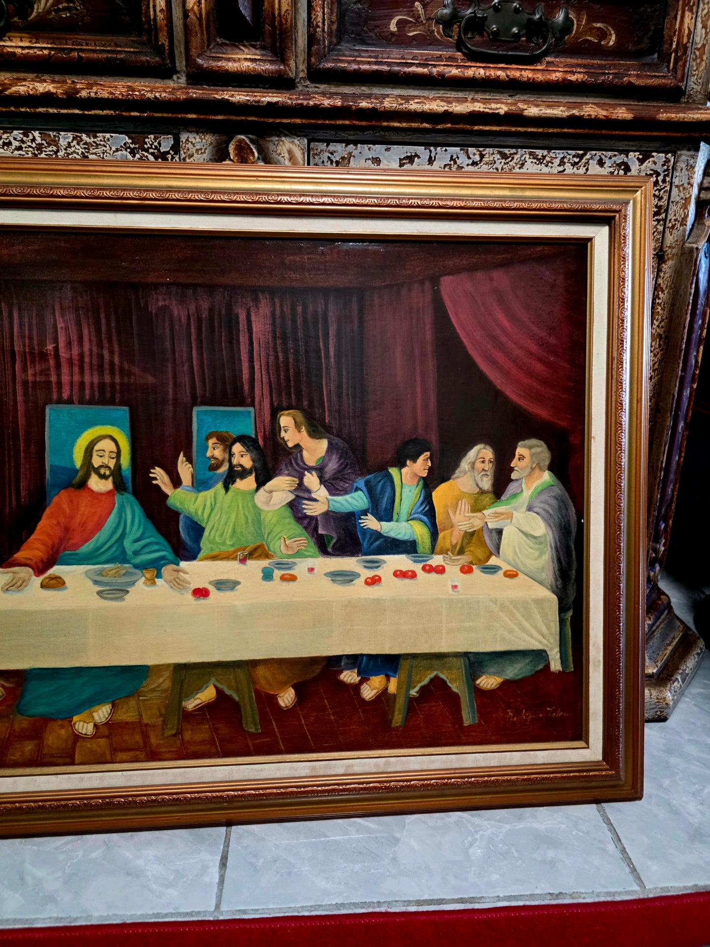 🕊️ Pintura al Óleo “La Última Cena” – Arte Sacro de Profunda Belleza 🕊️