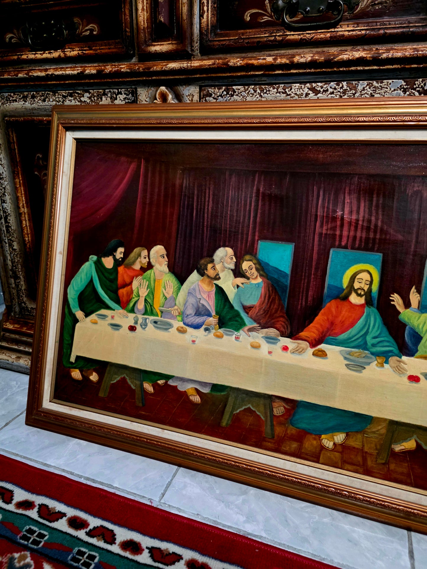 🕊️ Pintura al Óleo “La Última Cena” – Arte Sacro de Profunda Belleza 🕊️