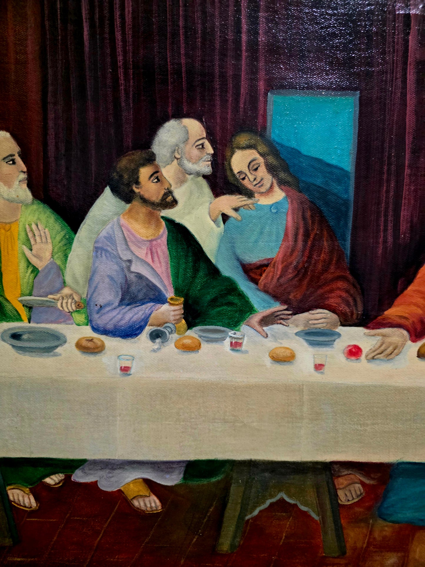🕊️ Pintura al Óleo “La Última Cena” – Arte Sacro de Profunda Belleza 🕊️