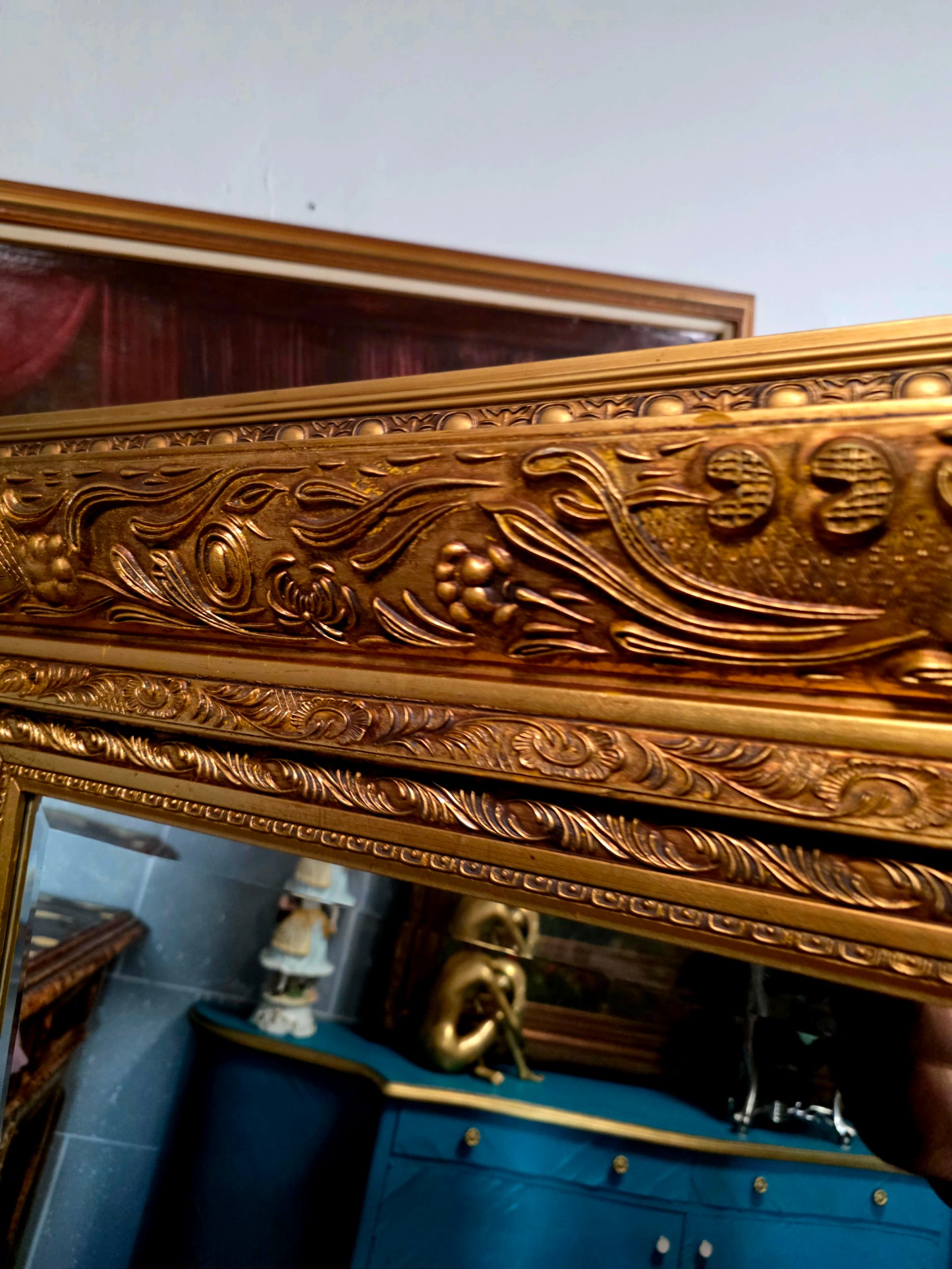 🪞✨Espejo Biselado con Marco de Madera Tallada a Mano – Reflejo de Nobleza Atemporal✨🪞