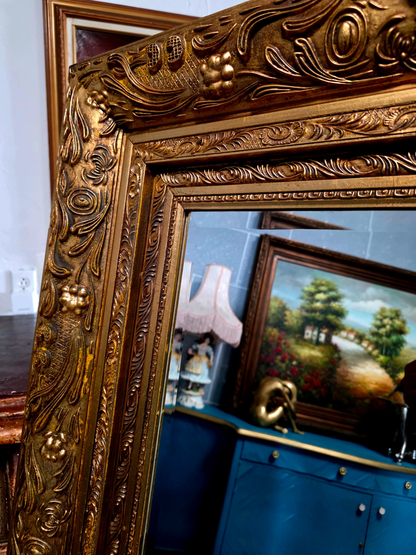 🪞✨Espejo Biselado con Marco de Madera Tallada a Mano – Reflejo de Nobleza Atemporal✨🪞