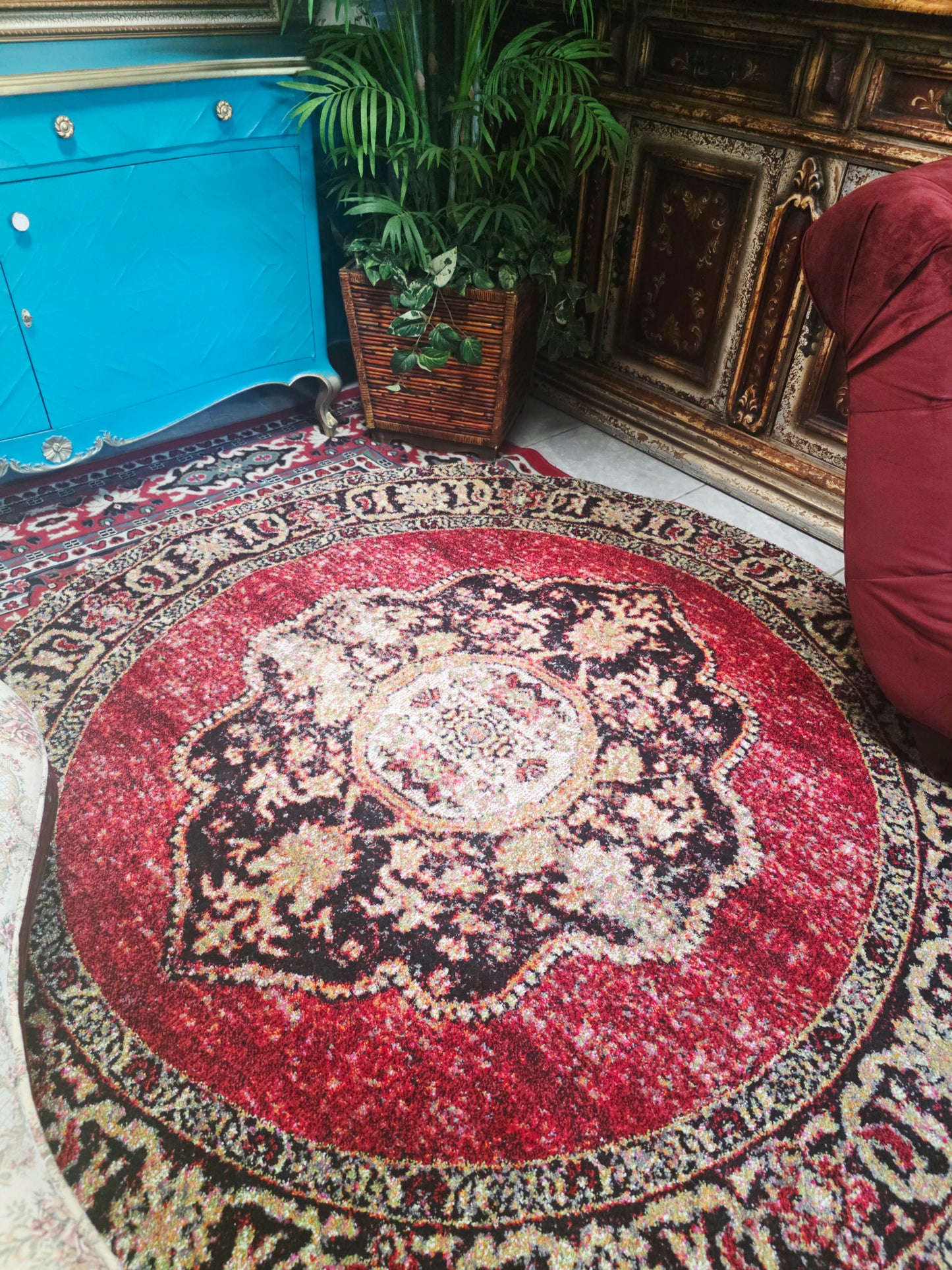 🟥 Tapete Vintage Circular – 200 cm de Diametro🛋️