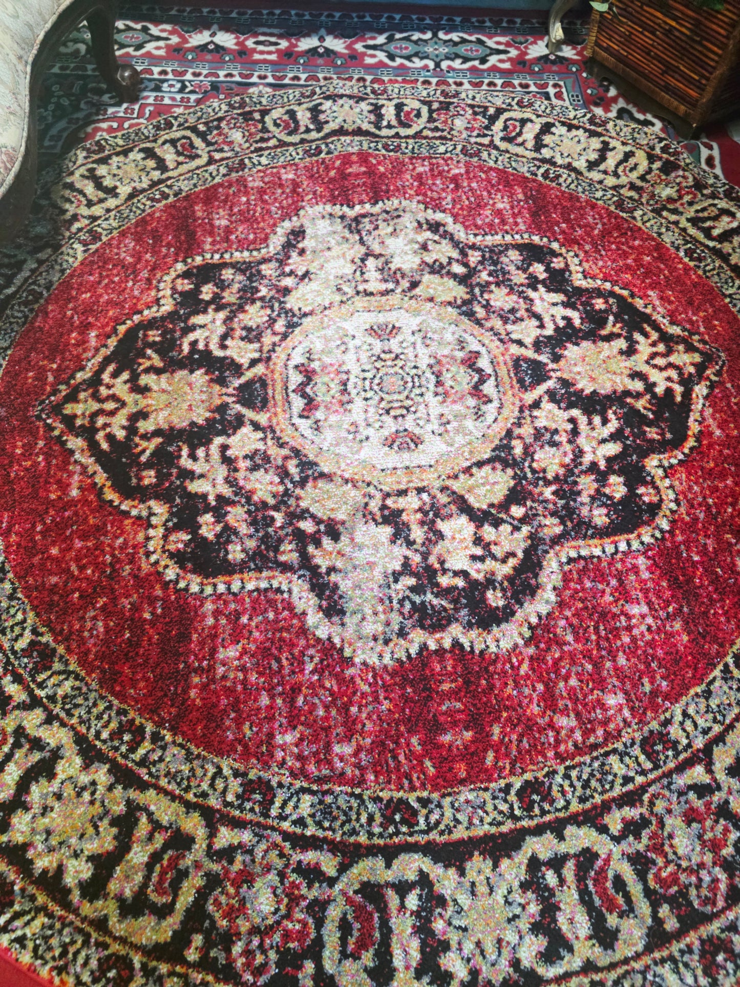 🟥 Tapete Vintage Circular – 200 cm de Diametro🛋️
