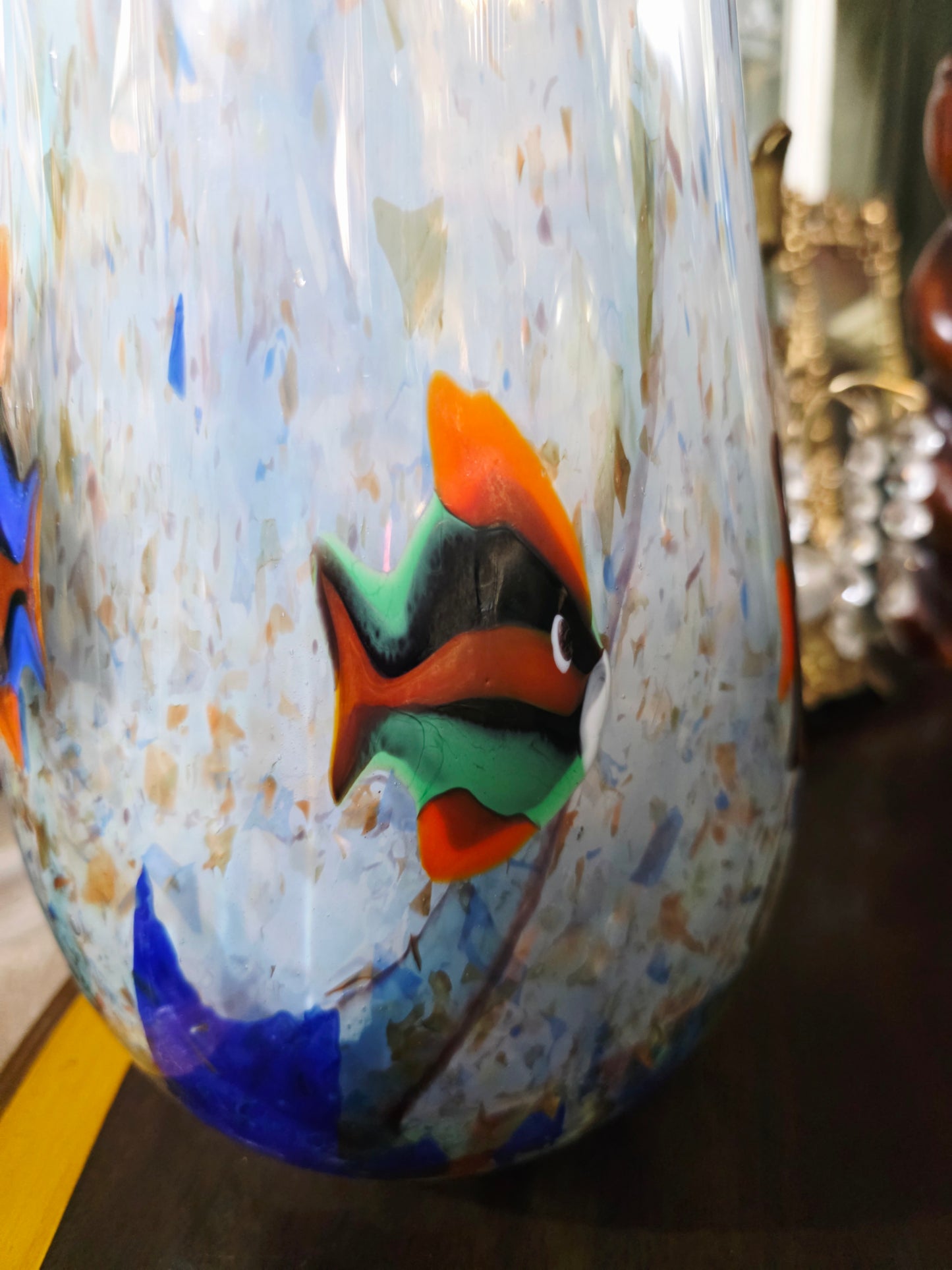 🐠🐡🐠 Jarron Murano con Motivos de Peces Tropicales – Arte en Cristal Soplado🐠🐡🐠