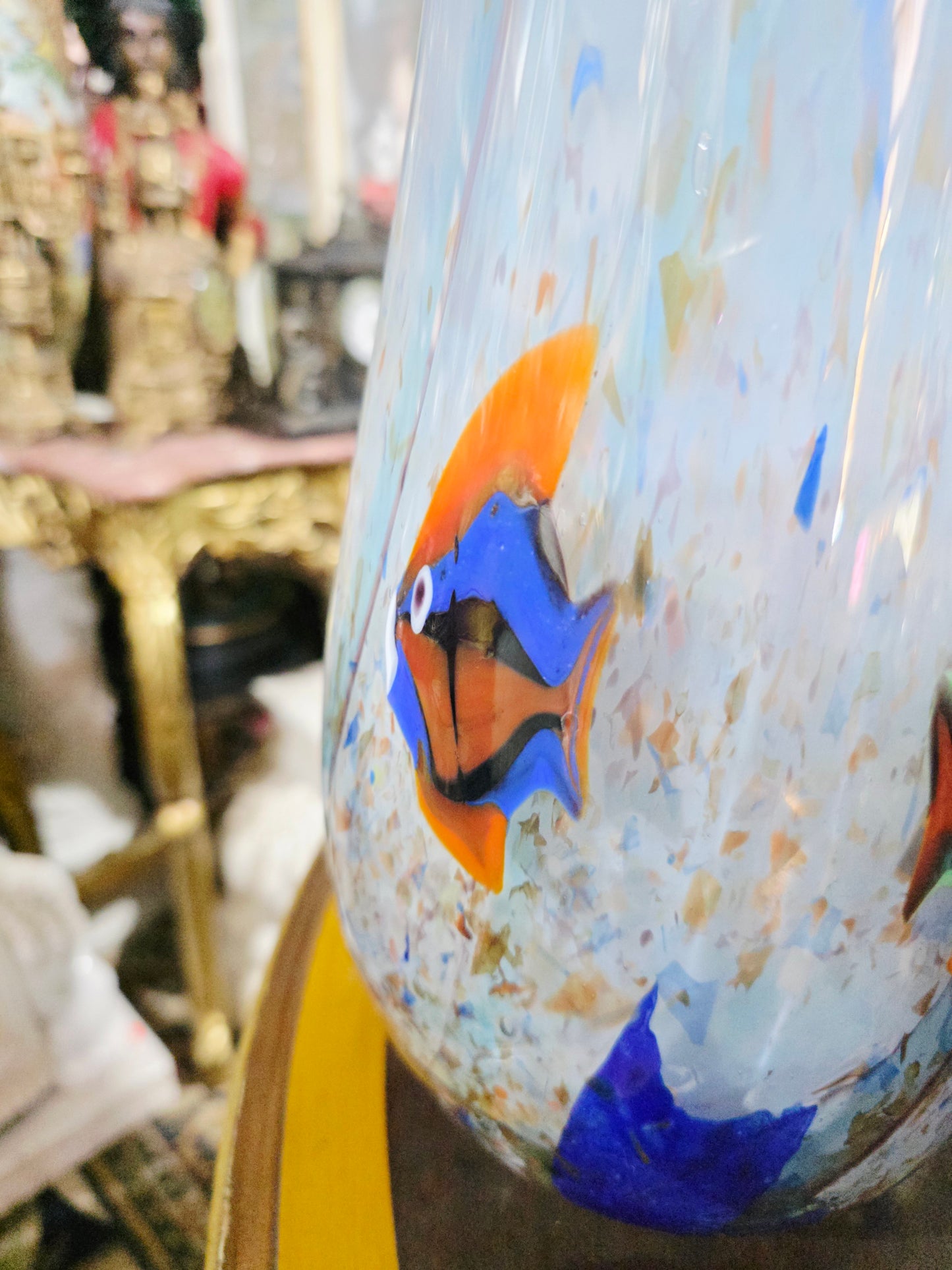 🐠🐡🐠 Jarron Murano con Motivos de Peces Tropicales – Arte en Cristal Soplado🐠🐡🐠