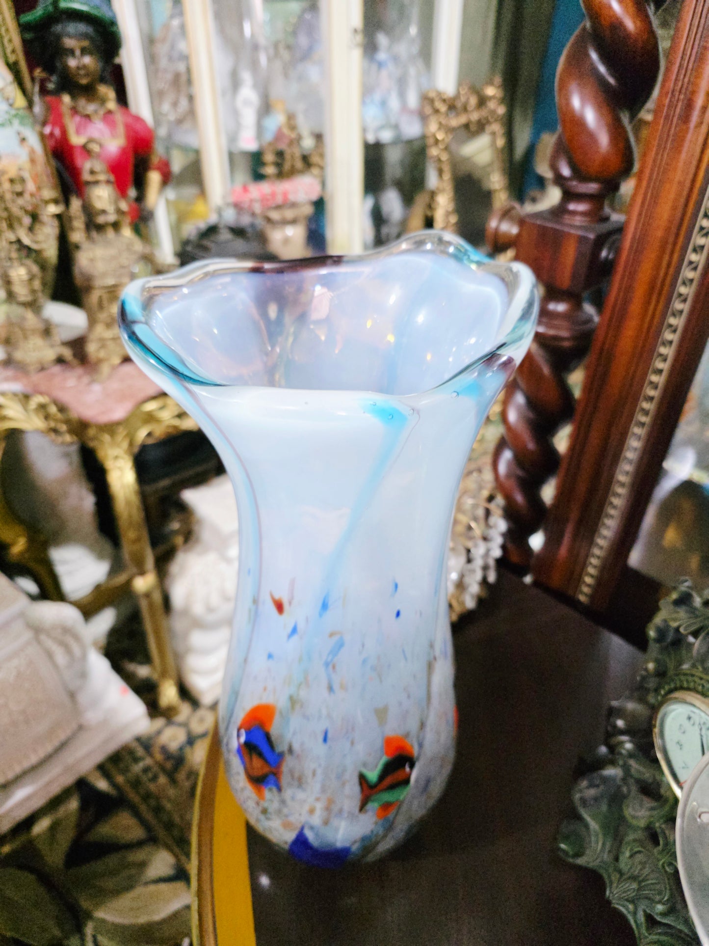 🐠🐡🐠 Jarron Murano con Motivos de Peces Tropicales – Arte en Cristal Soplado🐠🐡🐠