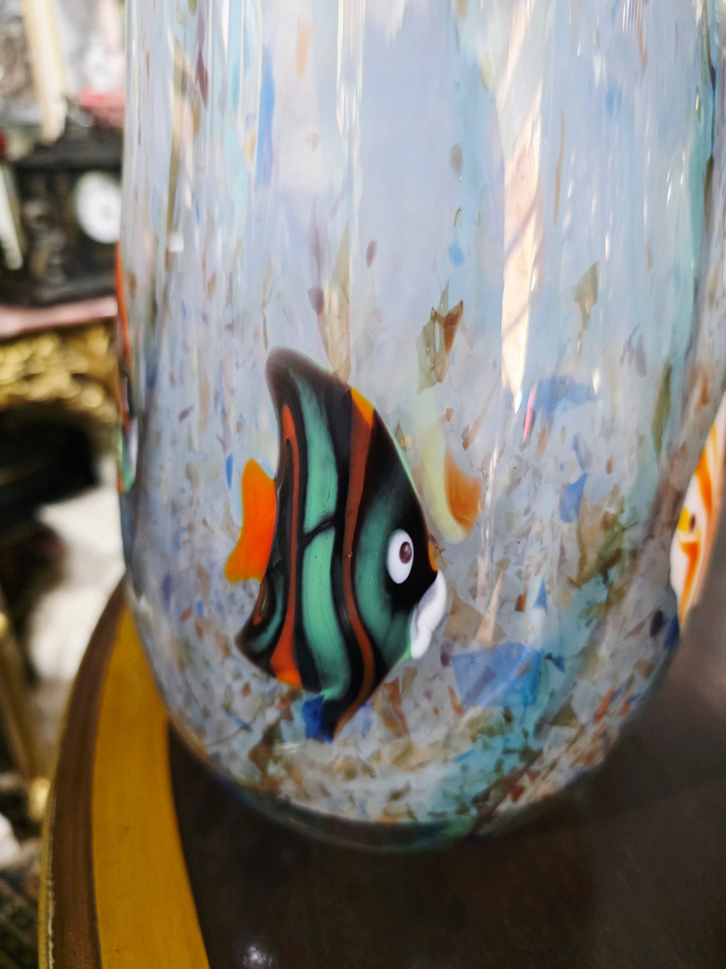 🐠🐡🐠 Jarron Murano con Motivos de Peces Tropicales – Arte en Cristal Soplado🐠🐡🐠