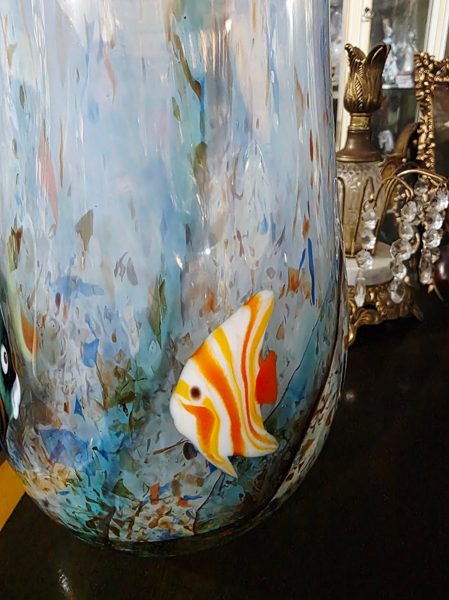 🐠🐡🐠 Jarron Murano con Motivos de Peces Tropicales – Arte en Cristal Soplado🐠🐡🐠