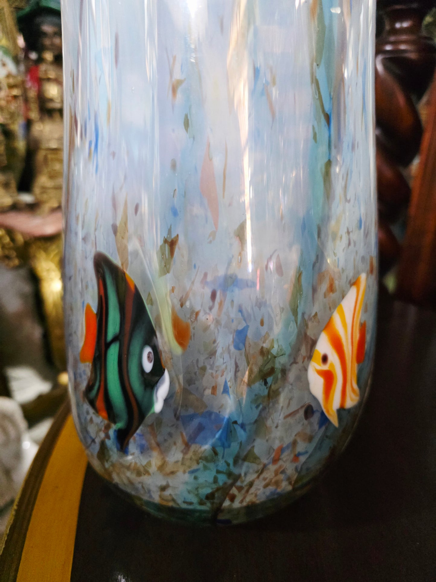 🐠🐡🐠 Jarron Murano con Motivos de Peces Tropicales – Arte en Cristal Soplado🐠🐡🐠