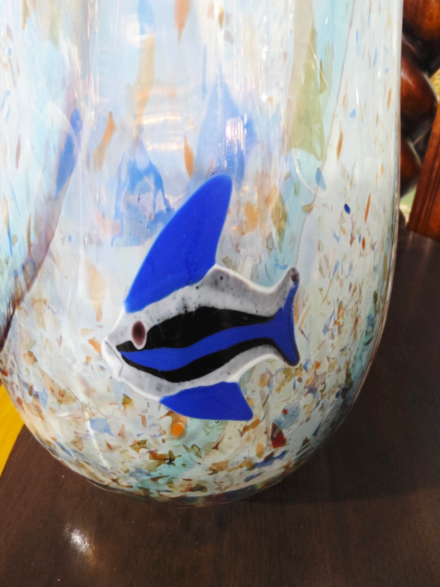 🐠🐡🐠 Jarron Murano con Motivos de Peces Tropicales – Arte en Cristal Soplado🐠🐡🐠