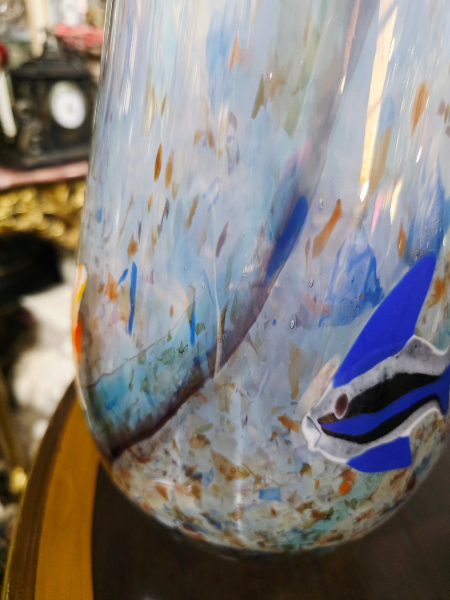 🐠🐡🐠 Jarron Murano con Motivos de Peces Tropicales – Arte en Cristal Soplado🐠🐡🐠