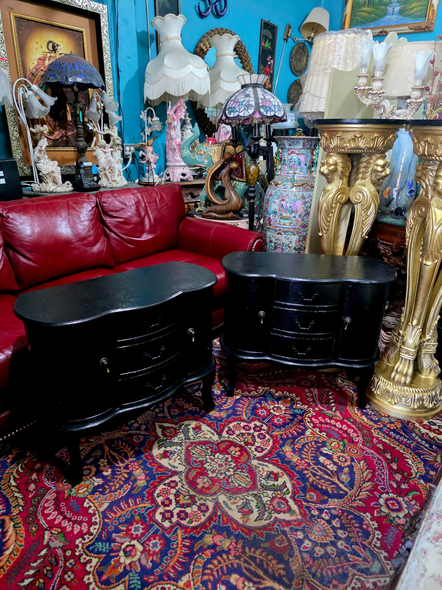 🖤 Par de burós vintage en negro brillante 🖤