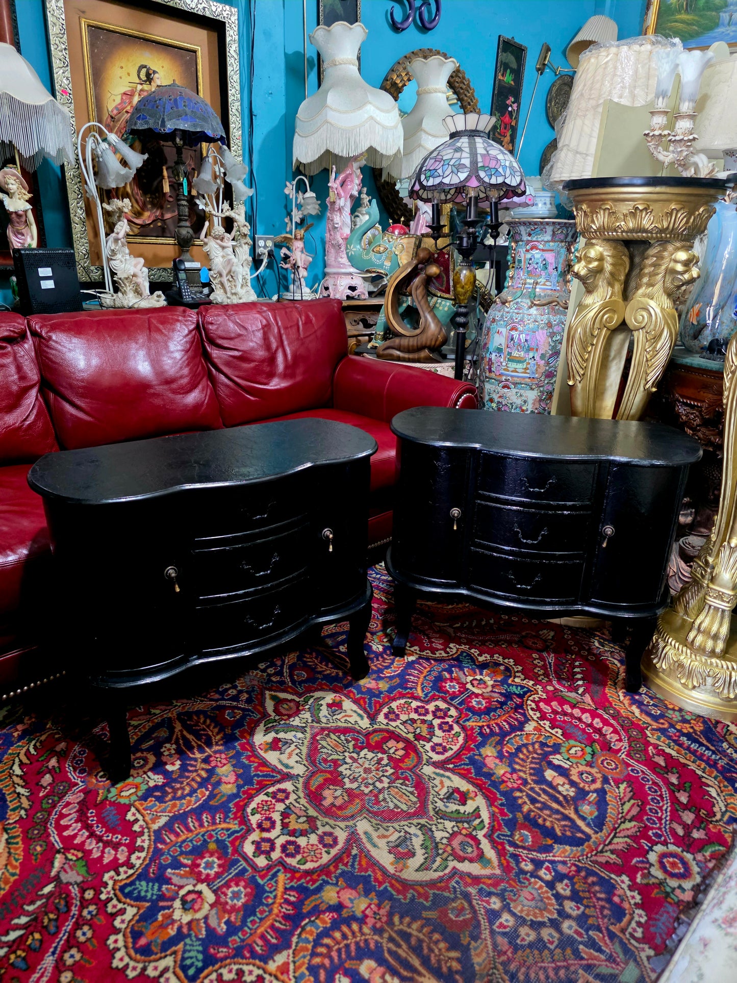 🖤 Par de burós vintage en negro brillante 🖤