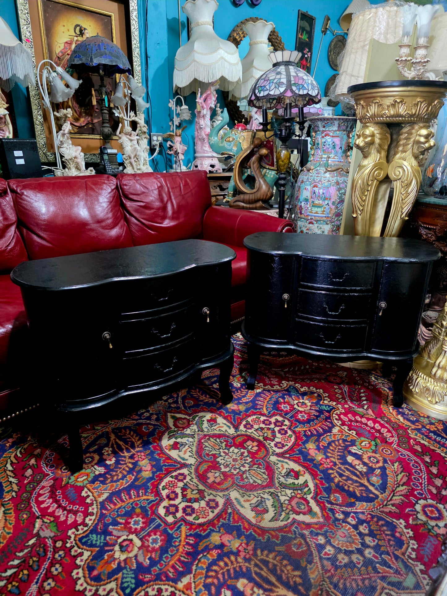 🖤 Par de burós vintage en negro brillante 🖤