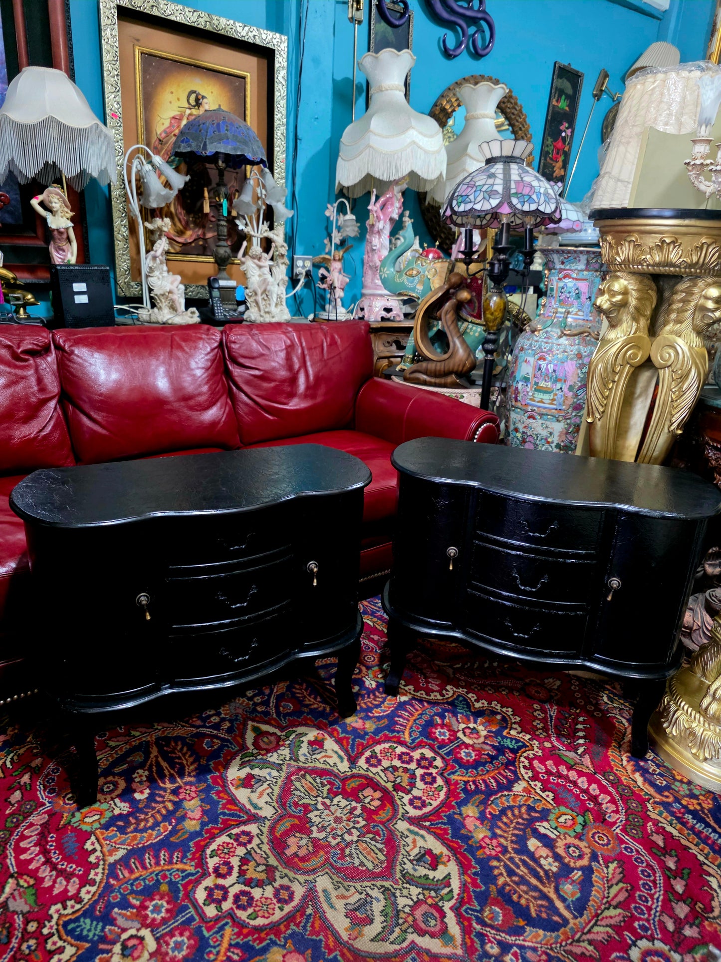 🖤 Par de burós vintage en negro brillante 🖤