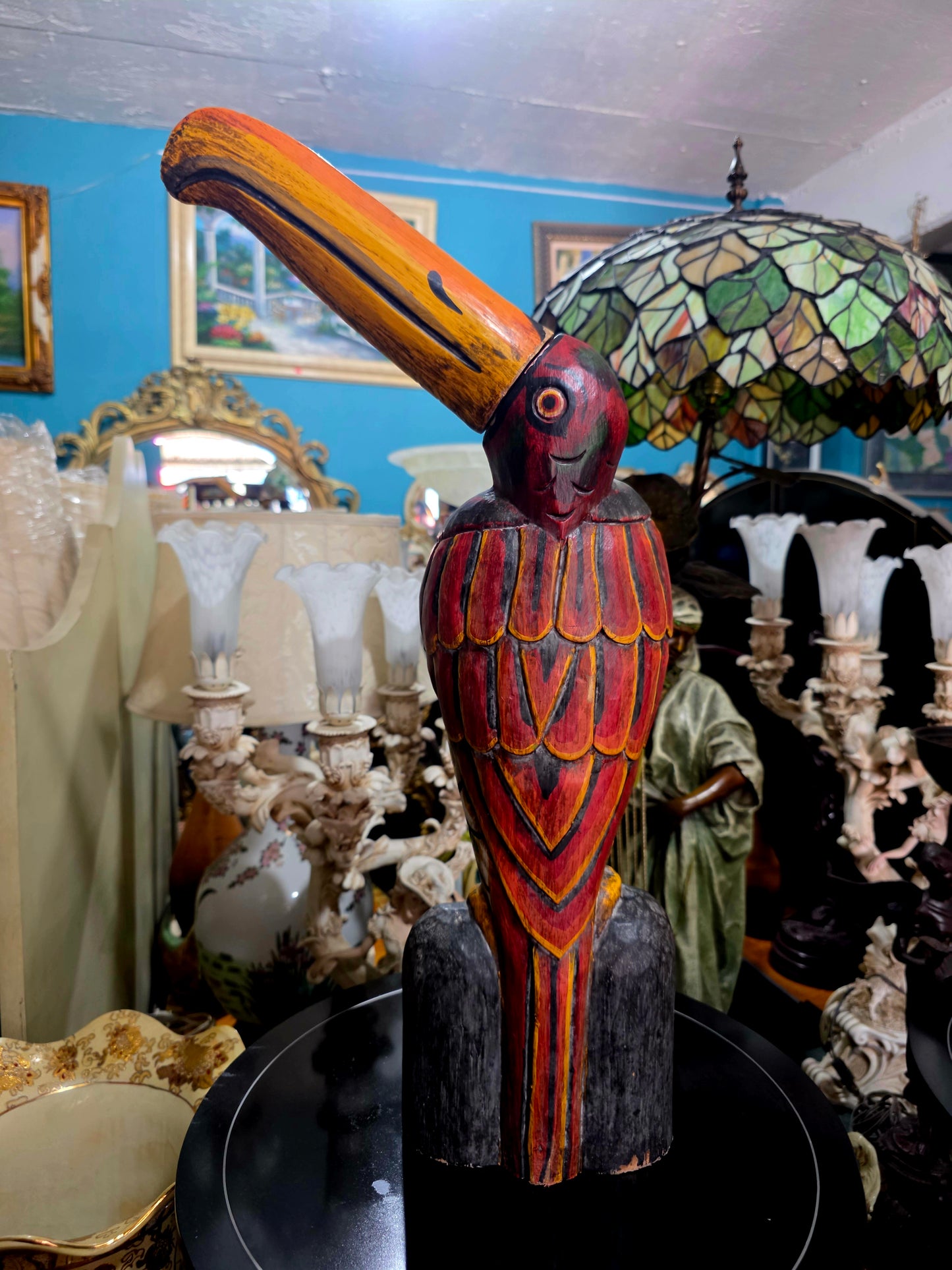 🌺Tucan tallado a mano – Escultura de madera🌺