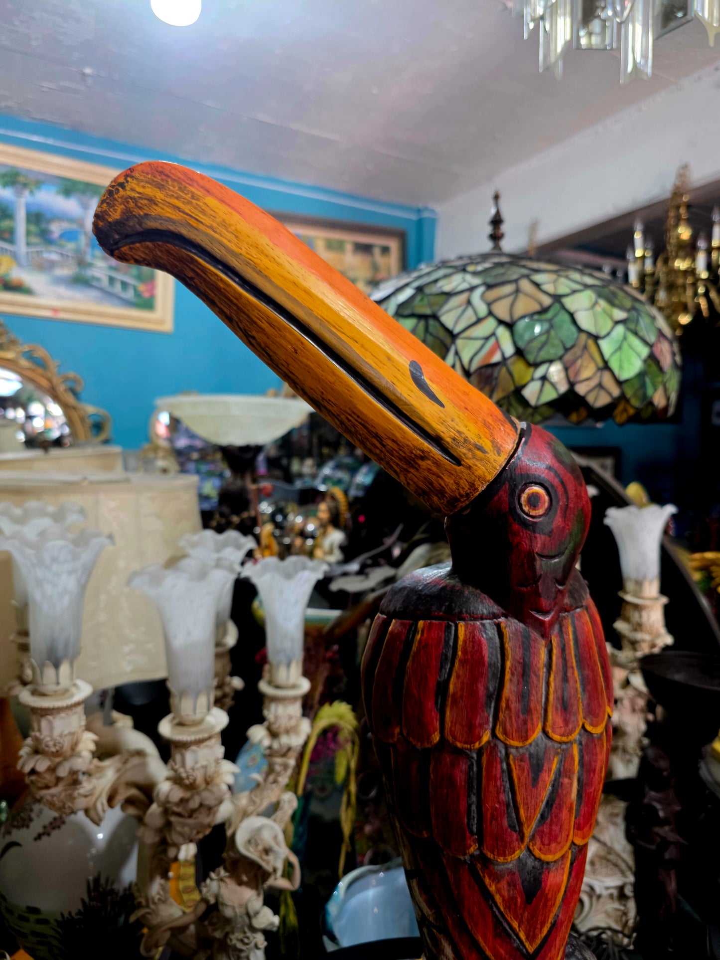 🌺Tucan tallado a mano – Escultura de madera🌺