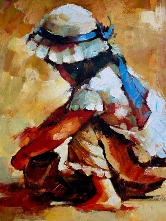 🌺 🖼️Oleo original firmado por Zhong Mao Qing🖌️🎨