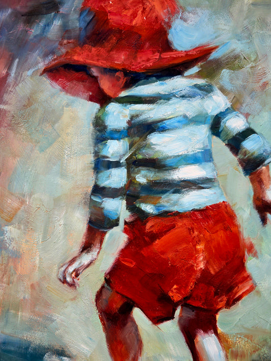 🌺 🖼️Infancia en movimiento – Óleo original firmado por Zhong Mao Qing🖌️🎨