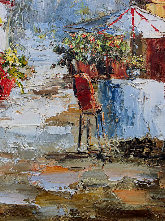 🌺🎨 Escena de cafe parisino en tonos calidos y romanticos🖌️🎨