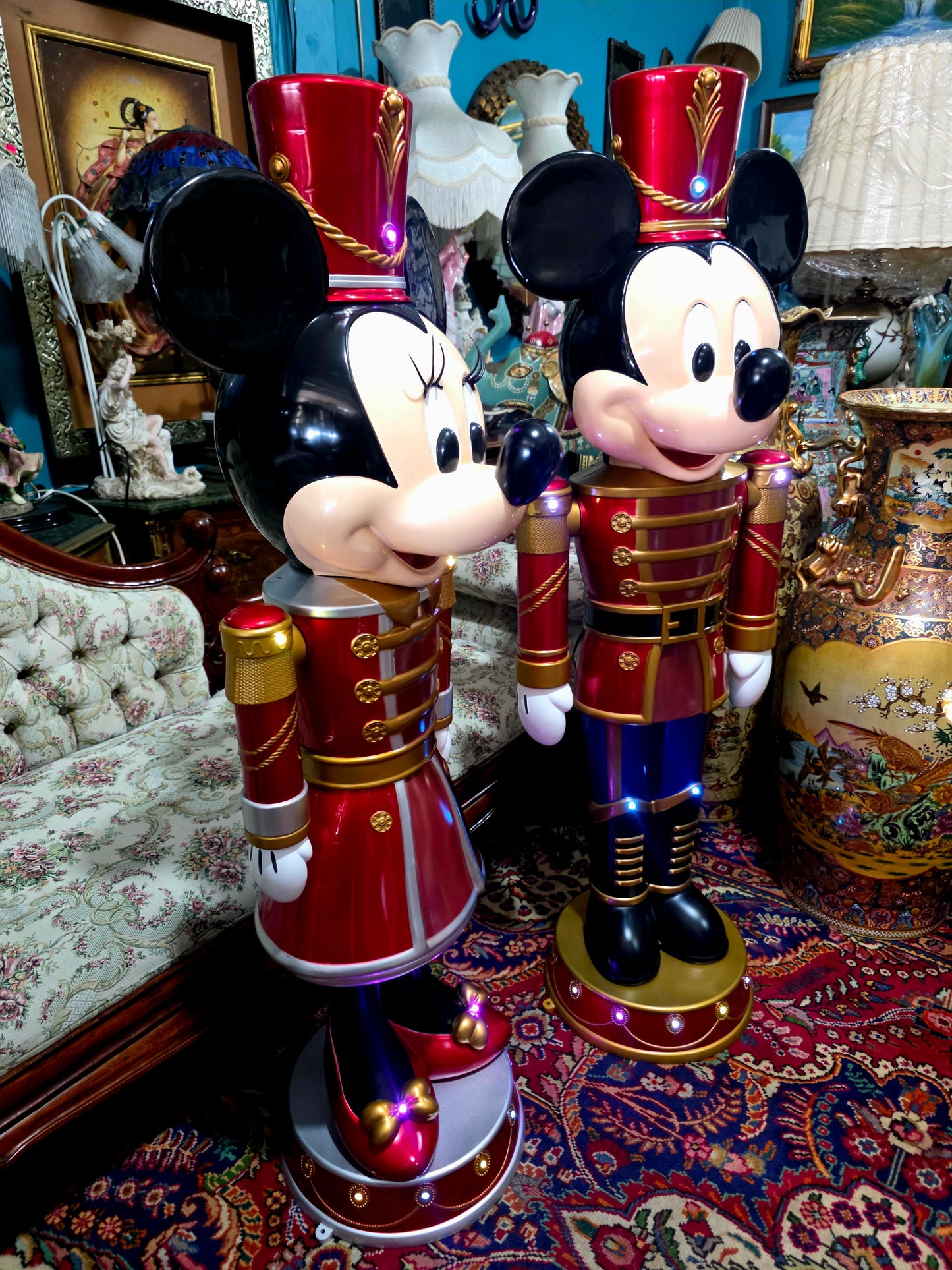 🎄❄️🎄 ✨ Par de Cascanueces Disney: Mickey y Minnie en versión festiva monumental 🎄❄️🎅