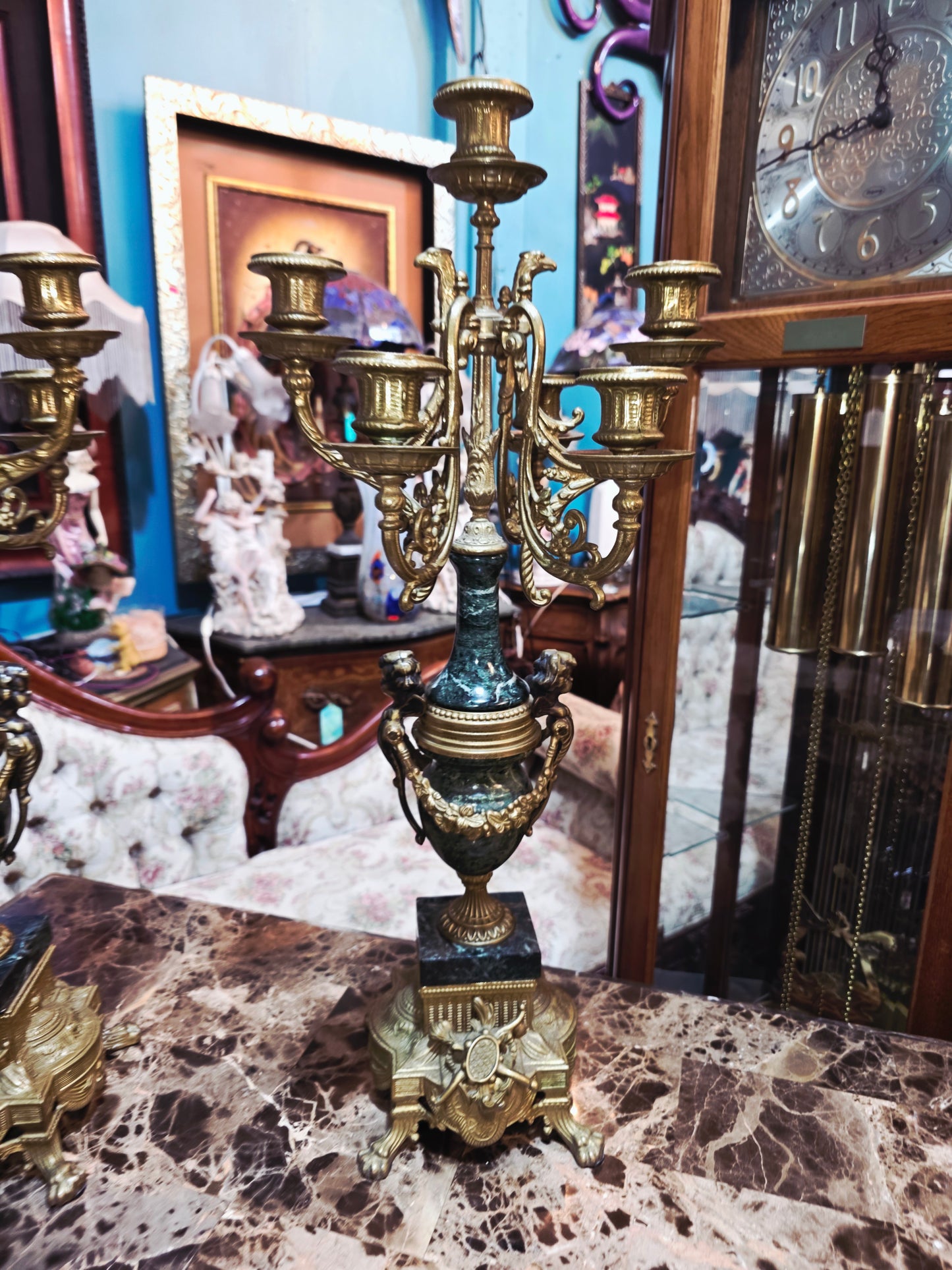 Pair of Italian Candelabras in Bronze and Marble β Classic Elegance πͺπΏποΈ