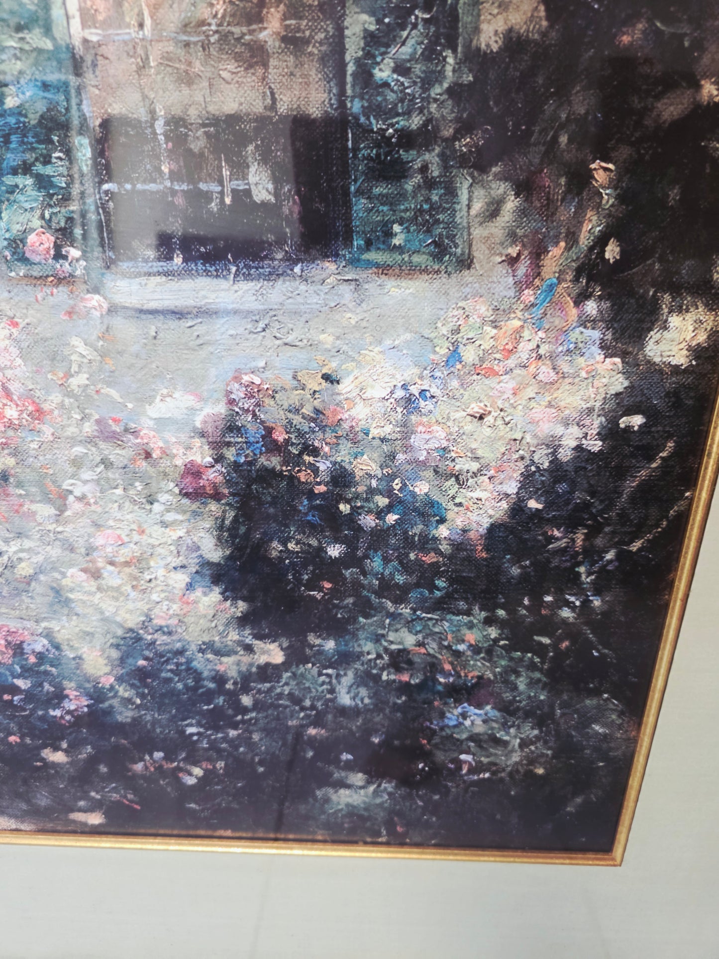 uadro al Oleo – Escena de Jardín con Entrada de Casa🌸🏛️🌸