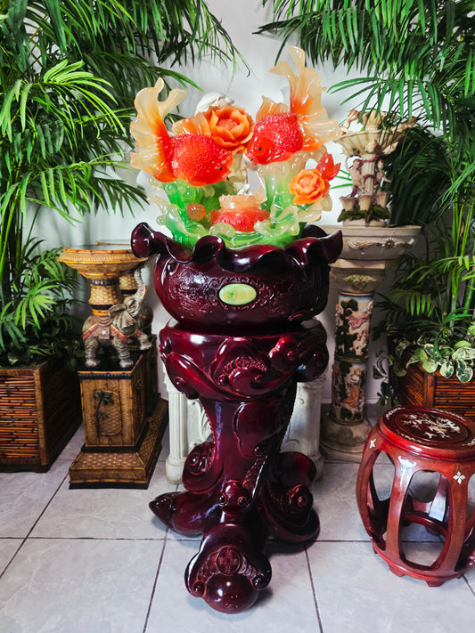 Oriental Fountain Of Abundance - Sculpture With Fish Ornament ๐๐ธ