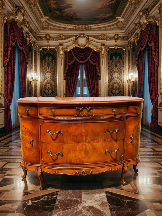 ๐ Finely Detailed Antique Flamingo Wood Buffet Cabinet / Dresser ๐