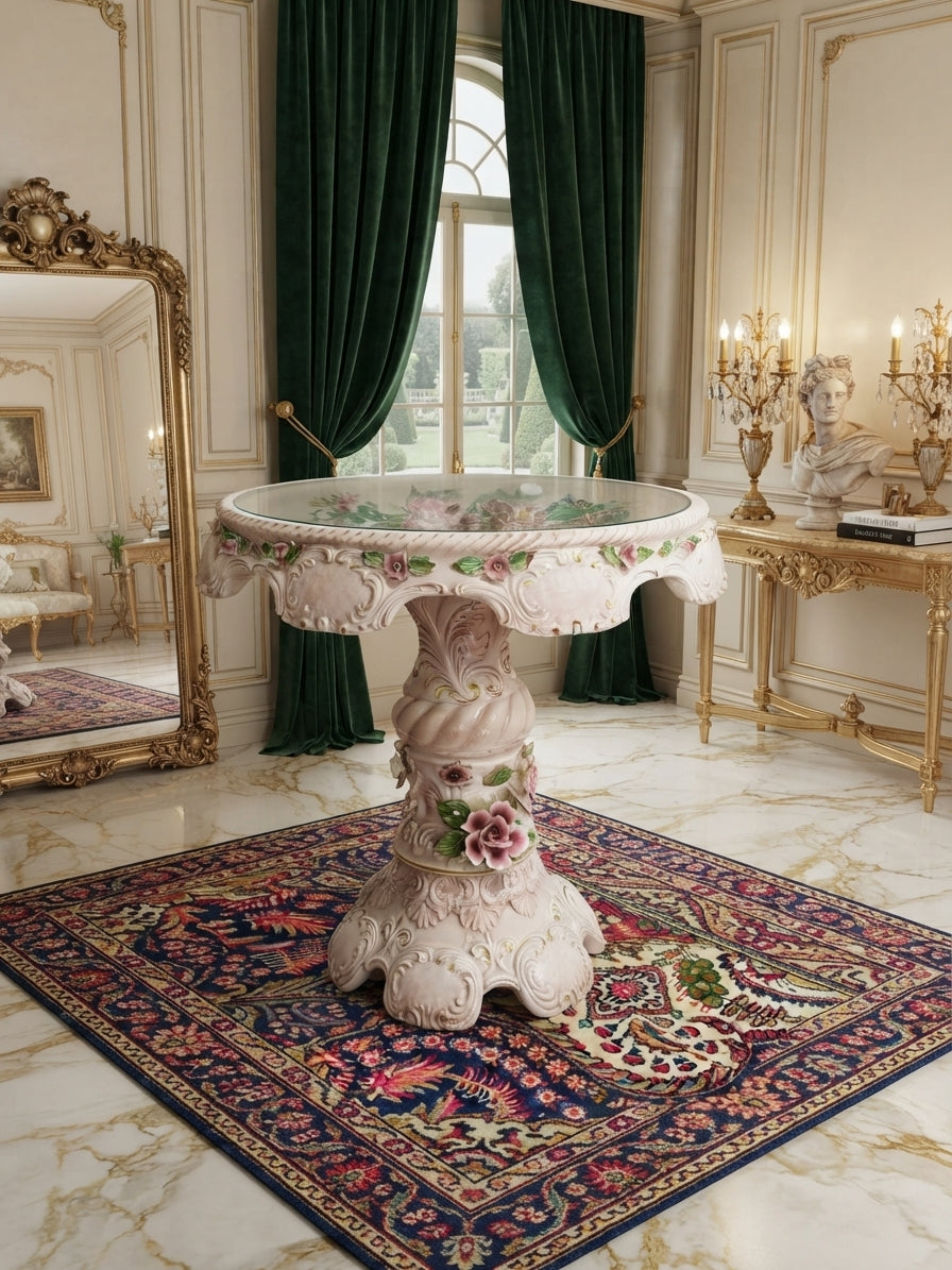 Mesa Decorativa Capo Del Monte – Distinción Italiana en Rosarito Antiques ✨🏛️🌸