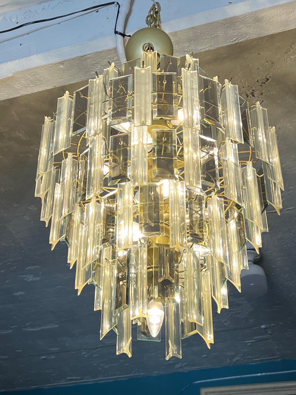🕯️🕯️Par de Candiles Prisma Mid Century Con 5 Niveles y 16 Focos🕯️🕯️