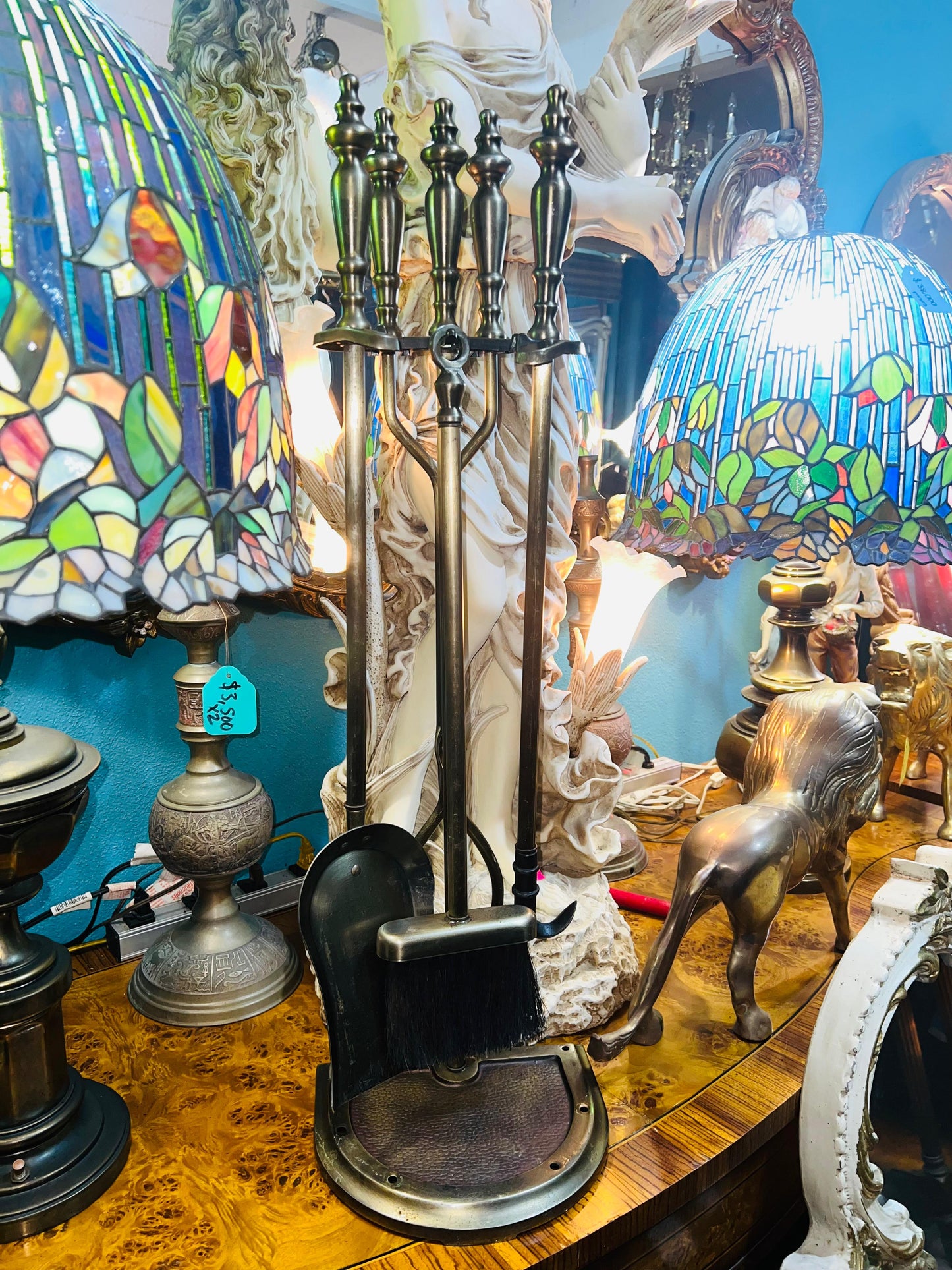 ✨Juego de Herramientas y Pantalla para Chimenea de Latón Antiguo✨