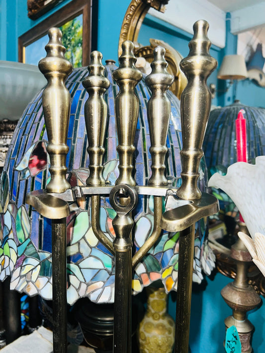 ✨Juego de Herramientas y Pantalla para Chimenea de Latón Antiguo✨