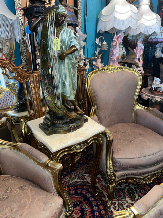 🇫🇷 Elegante Sala de 7 Piezas Marco decorado en hoja de oro solido 🇫🇷