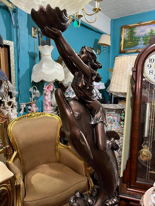 ✨🐬 🌟 Tall Lamp with Dolphin and Woman Sculpture✨🐬 Available only at Rosarito Antiques!🛍️
