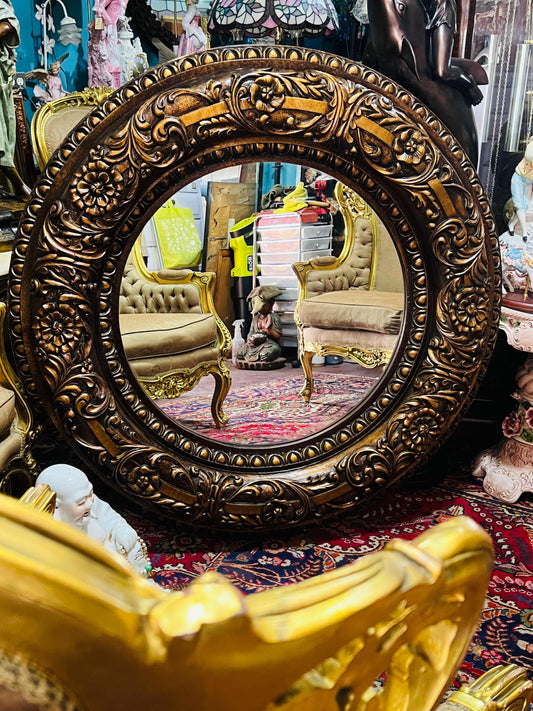 🪞🌟 Espejo Vintage Redondo Hollywood Regency🌟🪞