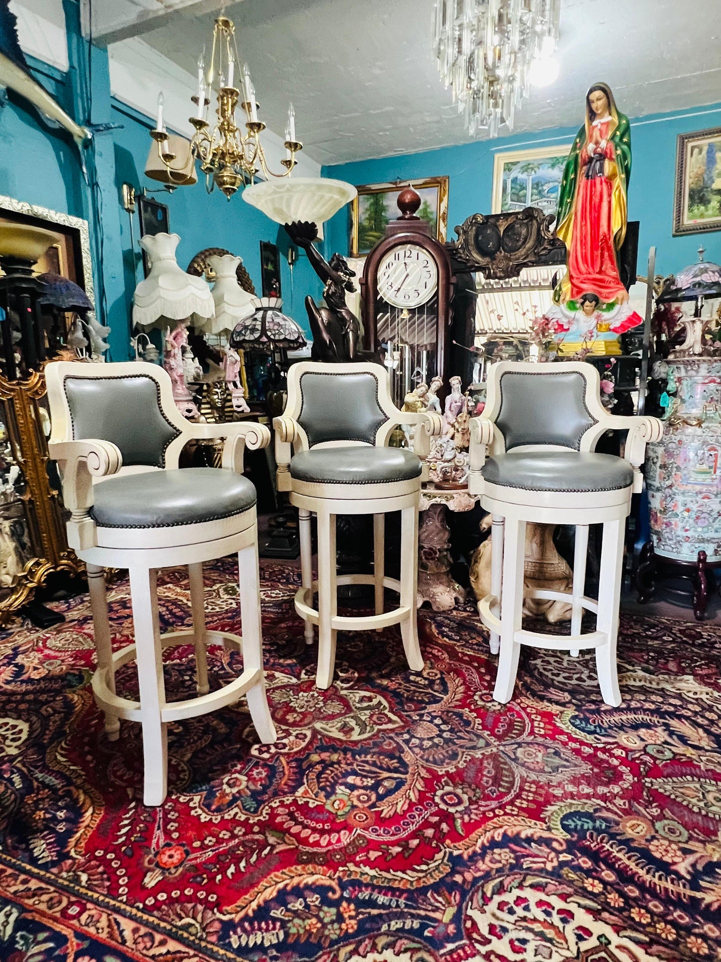 ✨🪑🪑🪑 Juego de 3 Bancos Vintage Colo Blanco 🪑🪑🪑✨