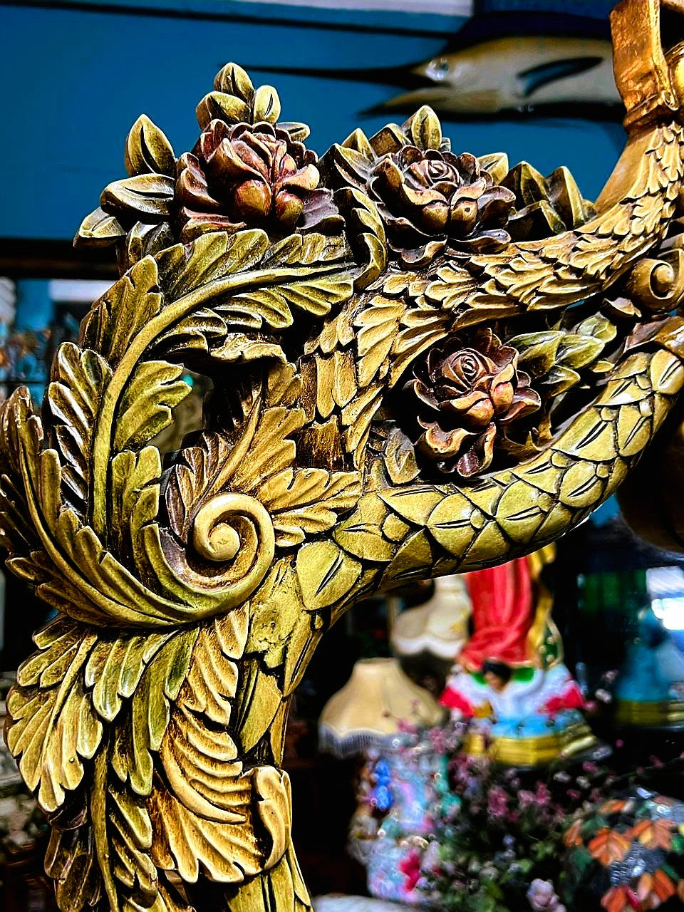 ✨Consola Antigua con Espejo Tallado a Mano Exquisita y Elegante ✨